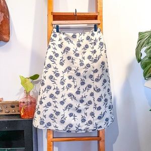 Tory Burch SZ 4 White With Blue Florals A Line Skirt!